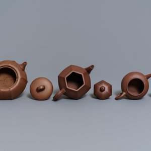 Six Chinese Yixing stoneware teapots, 19/20th C. — photo 12