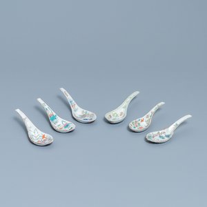 Six cuillères en porcelaine de Chine famille rose, 19/20ème — photo 1