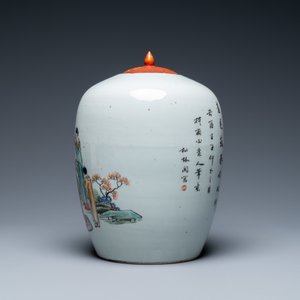 Six diverse Chinese vases and a soft paste seal paste box, 19/20th C. — 照片 11