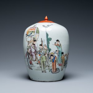 Six diverse Chinese vases and a soft paste seal paste box, 19/20th C. — 照片 8