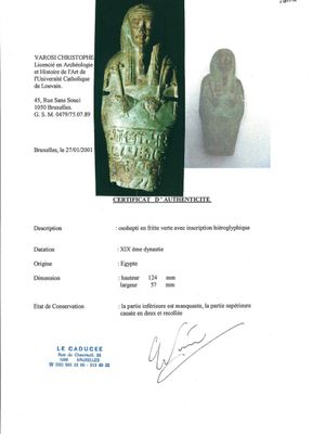 Six Egyptian green- and turquoise-glazed frit ushabtis, Late Period — photo 2