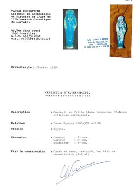 Six Egyptian green- and turquoise-glazed frit ushabtis, Late Period — photo 5