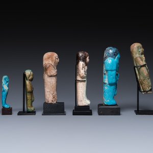 Six Egyptian green- and turquoise-glazed frit ushabtis, Late Period — photo 3
