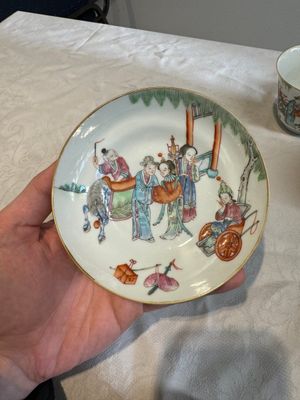 Six fine Chinese famille rose 'Xi Xiang Ji' cups and saucers, Xianfeng mark and of the period — photo 2