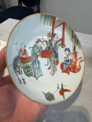 Six fine Chinese famille rose 'Xi Xiang Ji' cups and saucers, Xianfeng mark and of the period — photo 29