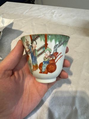 Six fine Chinese famille rose 'Xi Xiang Ji' cups and saucers, Xianfeng mark and of the period — photo 35