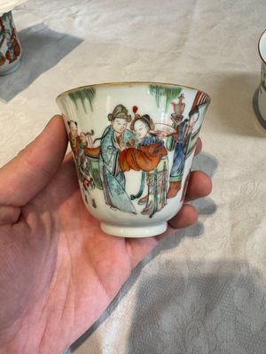 Six fine Chinese famille rose 'Xi Xiang Ji' cups and saucers, Xianfeng mark and of the period — photo 38