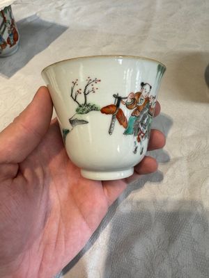 Six fine Chinese famille rose 'Xi Xiang Ji' cups and saucers, Xianfeng mark and of the period — photo 39