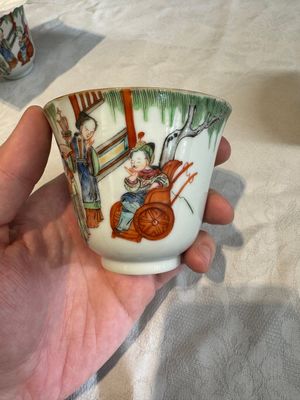 Six fine Chinese famille rose 'Xi Xiang Ji' cups and saucers, Xianfeng mark and of the period — photo 41