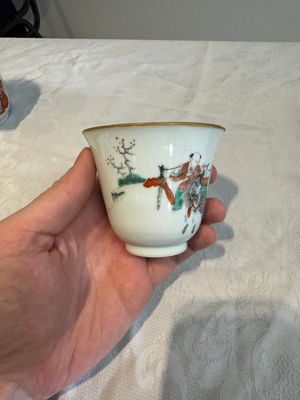 Six fine Chinese famille rose 'Xi Xiang Ji' cups and saucers, Xianfeng mark and of the period — photo 53