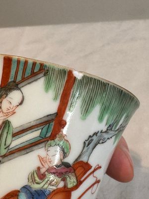 Six fine Chinese famille rose 'Xi Xiang Ji' cups and saucers, Xianfeng mark and of the period — photo 70