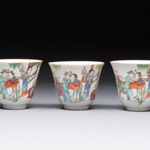 Six fine Chinese famille rose 'Xi Xiang Ji' cups and saucers, Xianfeng mark and of the period — photo 13