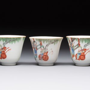 Six fine Chinese famille rose 'Xi Xiang Ji' cups and saucers, Xianfeng mark and of the period — photo 14
