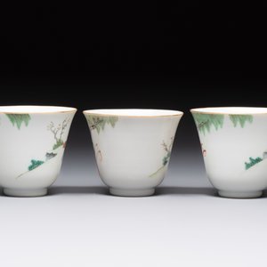 Six fine Chinese famille rose 'Xi Xiang Ji' cups and saucers, Xianfeng mark and of the period — photo 15