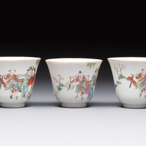 Six fine Chinese famille rose 'Xi Xiang Ji' cups and saucers, Xianfeng mark and of the period — photo 16