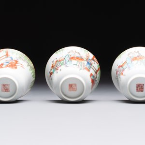 Six fine Chinese famille rose 'Xi Xiang Ji' cups and saucers, Xianfeng mark and of the period — photo 18