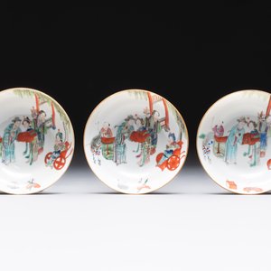 Six fine Chinese famille rose 'Xi Xiang Ji' cups and saucers, Xianfeng mark and of the period — photo 3