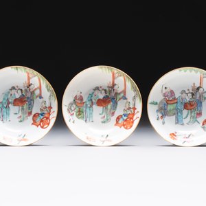 Six fine Chinese famille rose 'Xi Xiang Ji' cups and saucers, Xianfeng mark and of the period — photo 5