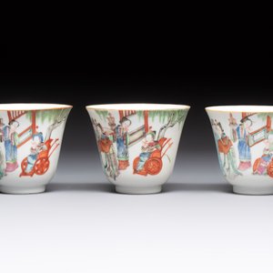 Six fine Chinese famille rose 'Xi Xiang Ji' cups and saucers, Xianfeng mark and of the period — photo 7