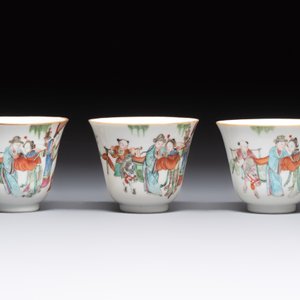 Six fine Chinese famille rose 'Xi Xiang Ji' cups and saucers, Xianfeng mark and of the period — photo 10