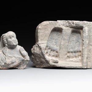 Six Gandhara grey schist fragments with divinities and floral design, 1/4th C. — 照片 4