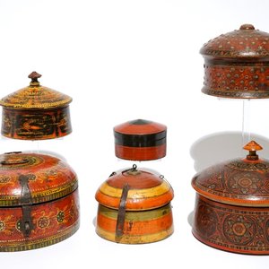 Six iron-mounted painted wood covered boxes, India and Afghanistan, 19/20th C. — photo 1