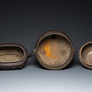 Six Japanese bronze vases and censers, Edo/Meiji, 18/19th C. — 照片 6