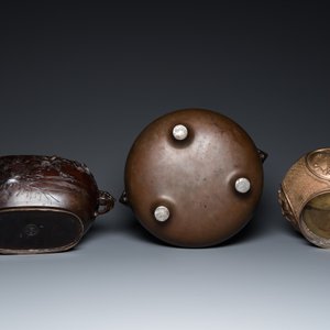 Six Japanese bronze vases and censers, Edo/Meiji, 18/19th C. — 照片 7