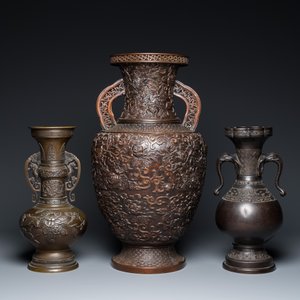 Six Japanese bronze vases and censers, Edo/Meiji, 18/19th C. — 照片 10