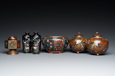Six Japanese cloisonné wares, Meiji, 19/20th C.