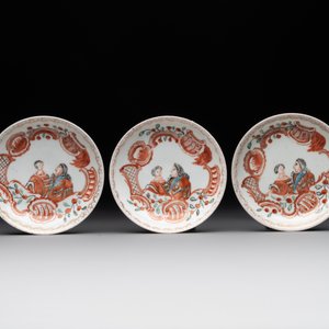 Six Japanese Dutch-decorated or Amsterdams bont 'William and Mary' cups and saucers, Edo, 18th C. — foto 2