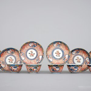 Six Japanese Imari porcelain cups and saucers, 18th C. — photo 1
