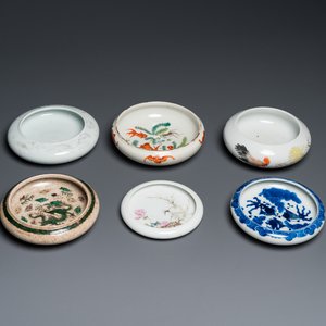 Six lave-pinceaux en porcelaine de Chine, 19/20ème — photo 1