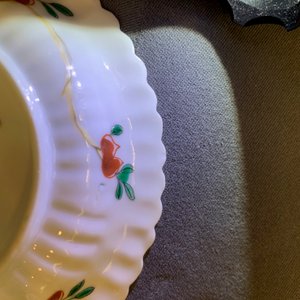 Six lobed Chinese famille verte cups and saucers with roosters among flowers, Kangxi — 照片 6