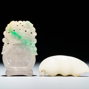Six oeuvres en jade blanc et céladon sculpté, Chine, 19/20ème — photo 2