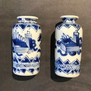 Six pairs of small Chinese blue and white vases, Kangxi — 照片 8