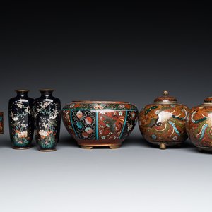 Six pièces en émaux cloisonnés, Japon, Meiji, 19/20ème — photo 1