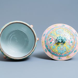 Six pièces en porcelaine de Chine famille rose pour le marché Straits ou Peranakan, 19ème — photo 8
