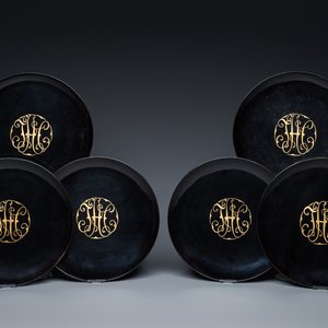 Six plats monogrammés en laque de Fuzhou ou Foochow, marque de Shen Shao An, Chine, République — photo 1