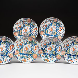 Six polychrome Dutch Delft 'lightning' plates, 18th C. — photo 1
