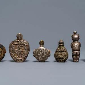 Six tabatières en jade et argent incrusté de corail et turquoise, Chine, 19/20ème — photo 4