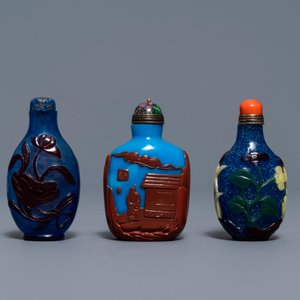 Six tabatières en verre overlay, Chine, 19/20ème — photo 2