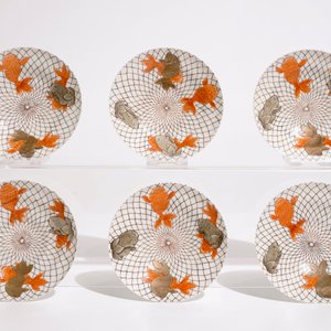 Six tasses couvertes et soucoupes en porcelaine coquille d'oeuf de Japon, Meiji, 19ème — photo 3