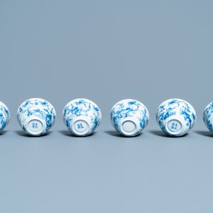 Six tasses et huit soucoupes en porcelaine de Chine en bleu et blanc, Kangxi — photo 9