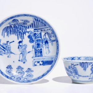 Six tasses et soucoupes en porcelaine de Chine bleu et blanc, Kangxi/Yongzheng — photo 2