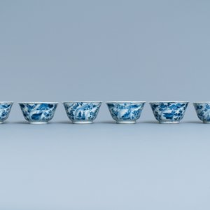Six tasses et soucoupes en porcelaine de Chine en bleu et blanc, Kangxi — photo 7