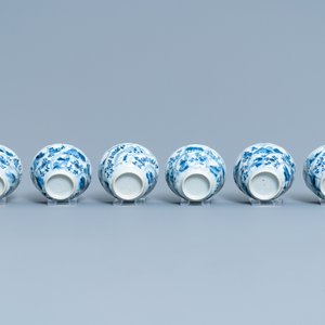 Six tasses et soucoupes en porcelaine de Chine en bleu et blanc, Kangxi — photo 9