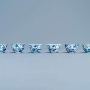 Six tasses et soucoupes en porcelaine de Chine en bleu et blanc, Kangxi — photo 7