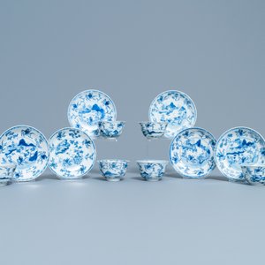 Six tasses et soucoupes en porcelaine de Chine en bleu et blanc, Kangxi — photo 10