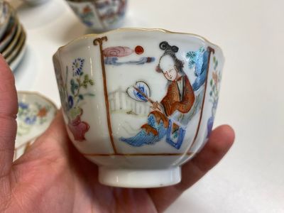 Six tasses et soucoupes en porcelaine de Chine famille rose, marque et époque de Xianfeng — photo 9